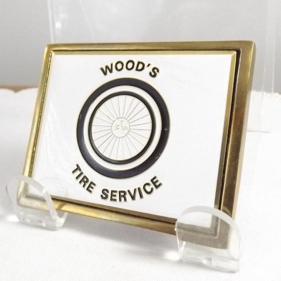 Wood's Tire Service Solid Brass Belt Buckle - Picture 2 of 8